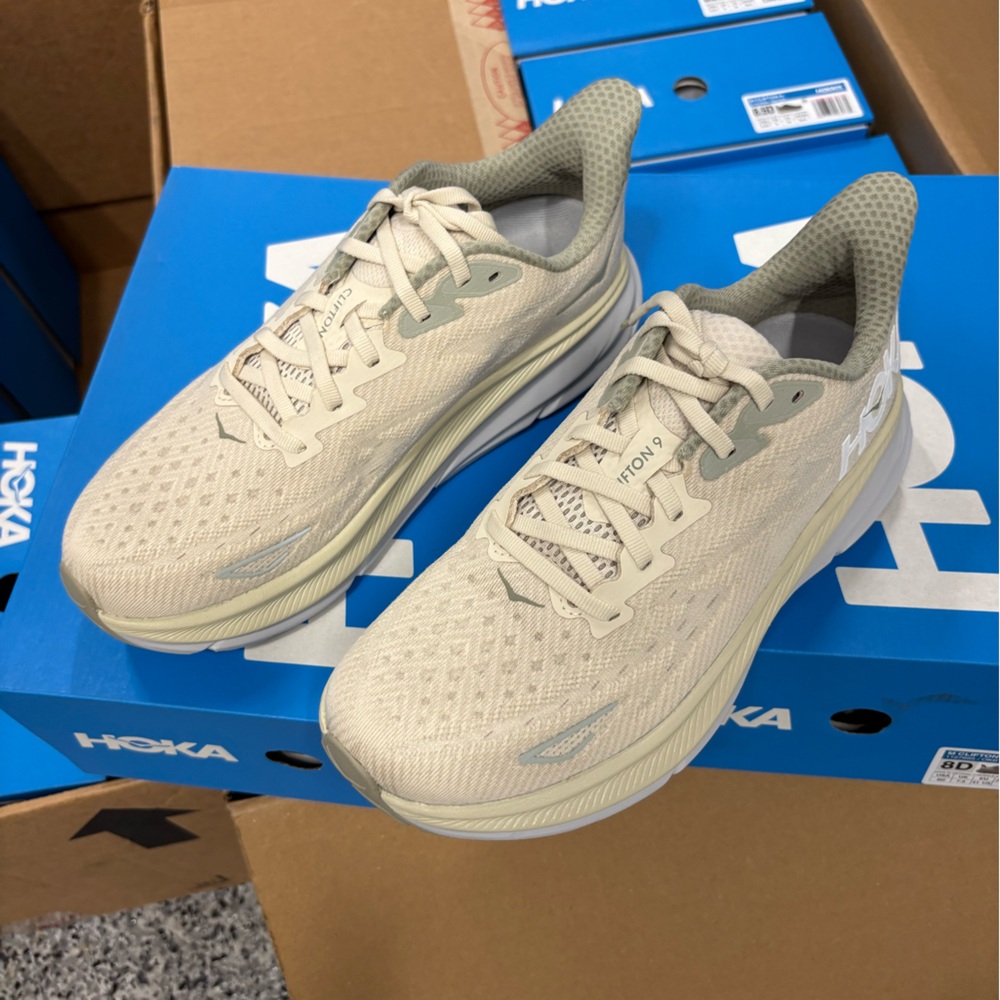 Men's HOKA Clifton9  - Color: Oat Milk / Barley - NEW IN BOX